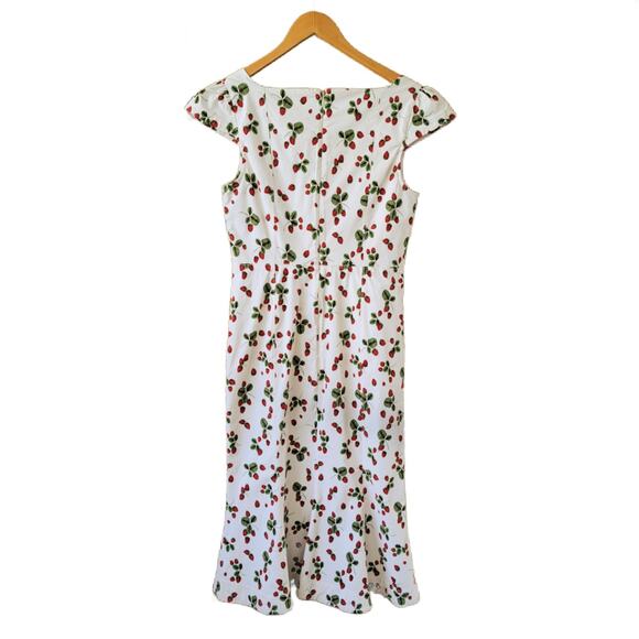 Anthropologie Cecily White Midi Dress with Strawberry Print - Picture 11 of 12